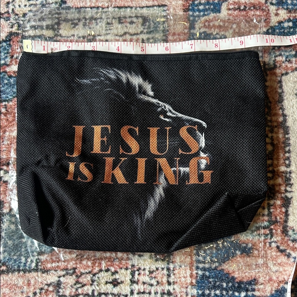 Black 'Jesus Is King' Canvas Pouch
